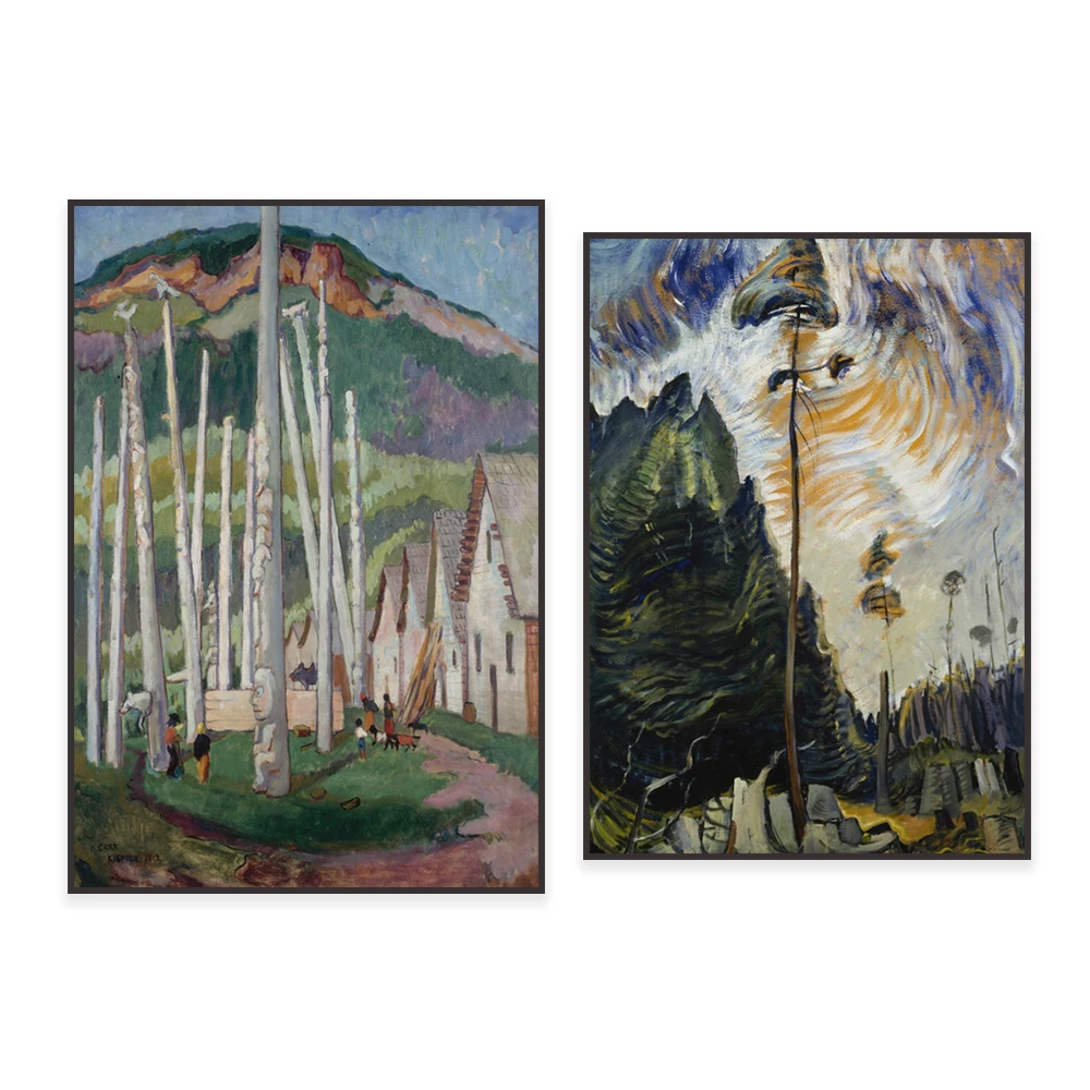Kispiox Village by Emily Carr, Edge of the Forest by Emily Carr Wall Decor Art Landscape Poster Canvas Print