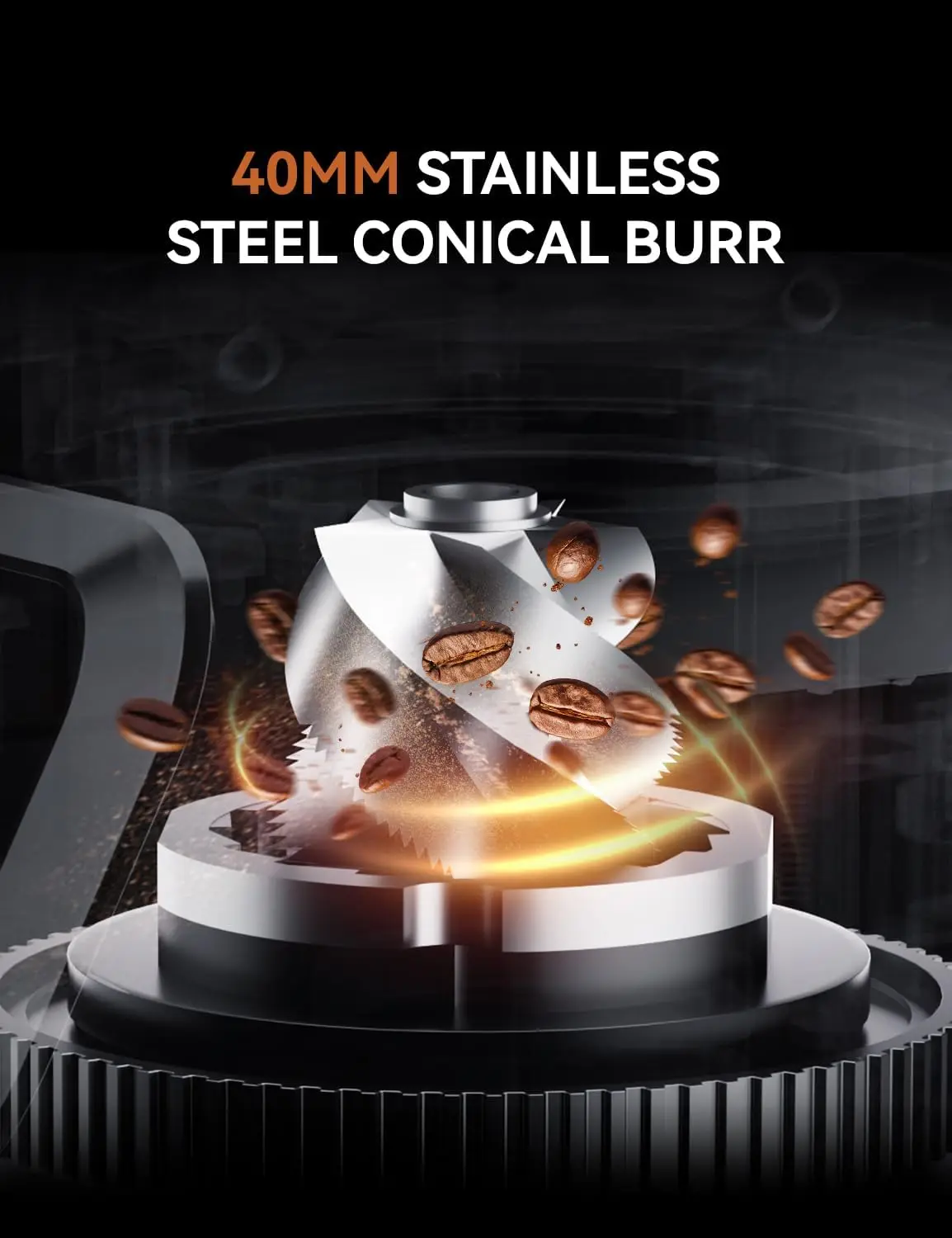 Elektryczny młynek do kawy z 30 ustawieniami, stożkowymi żarnami ze stali nierdzewnej, dotykowy wyświetlacz LED do użytku domowego