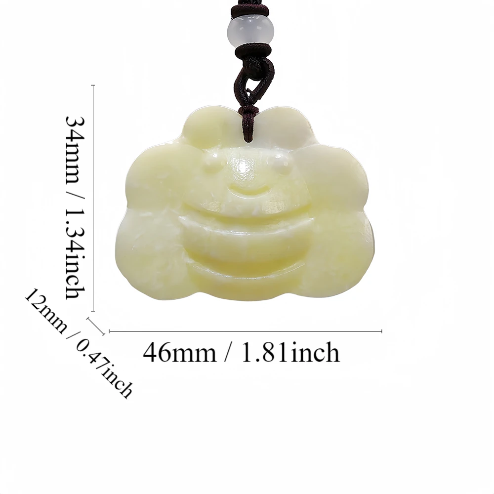 Natural Real Jade Bee Pendant Necklace Carved Gemstones Gifts for Women Men Vintage Gift Amulet Chinese Jewelry Talismans