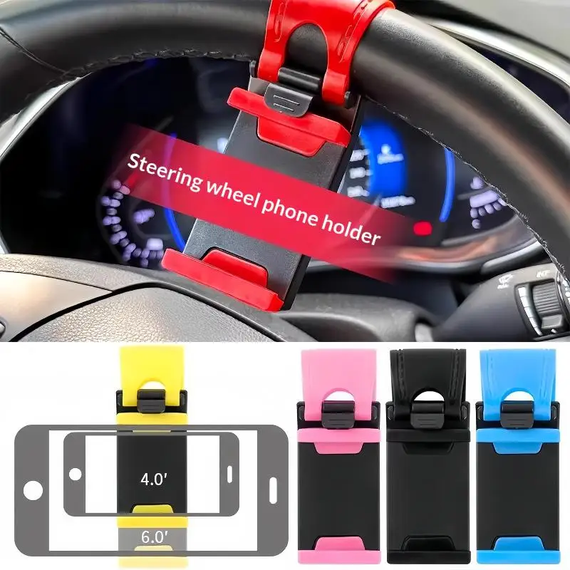 Shockproof Car Steering Wheel Phone Holder Universal Telescopic Clip Adjustable Stand for    Driving