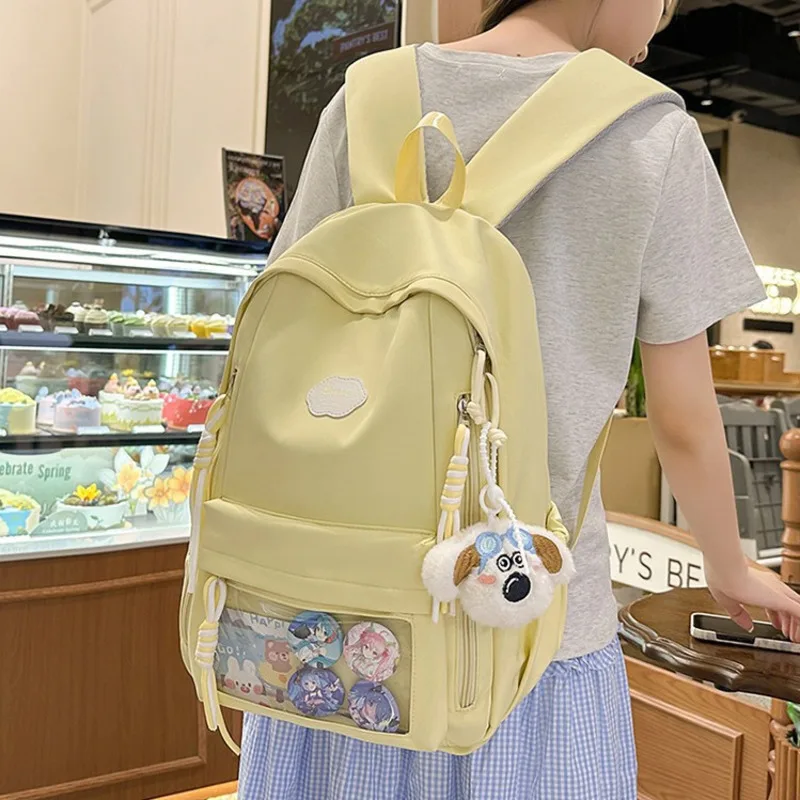 

Ita Bag Summer Teengae Solid Backpacks Transparent 2025 New High-capcity Display Canvas School Bag Cute Simple Rucksack