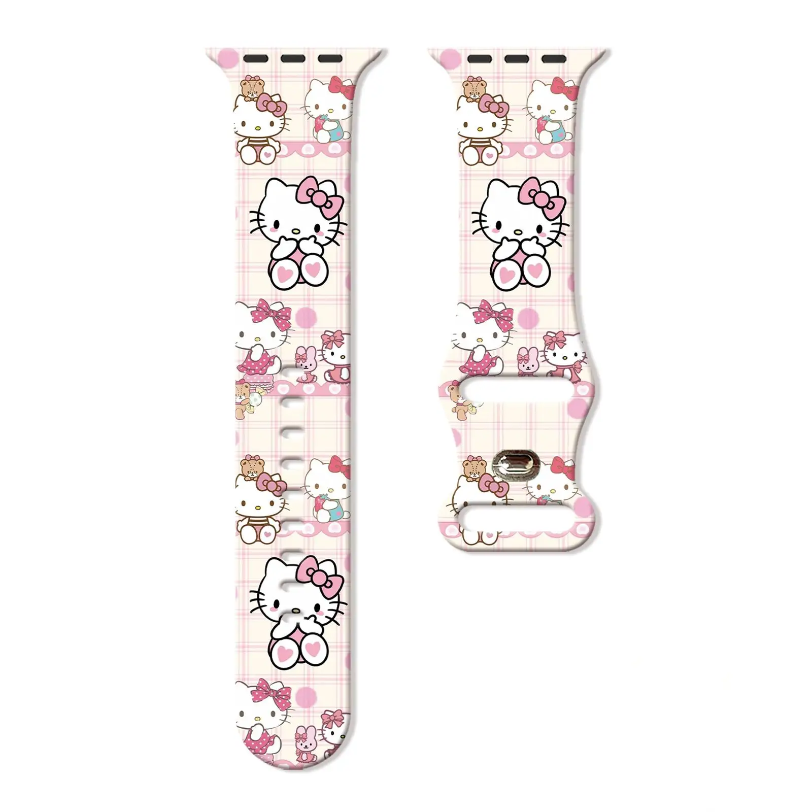 

Sanrio Hello Kitty Color Print Strap for Apple Watch Series 11/10/9/8/7/SE Soft Waterproof Silicone Band 46mm 45mm 44mm 42mm