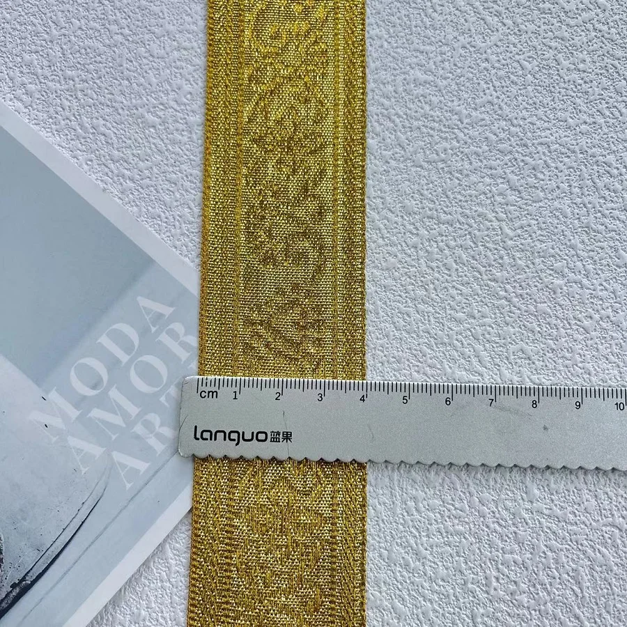 20 Yards/lot Ethnic Style Webbing Woven Jacquard Ribbon Gold and silver thread For Garment Accessories LS-2273 Width 2.2-4 CM