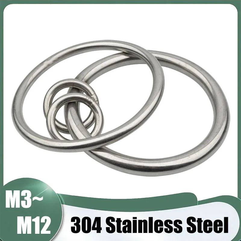 1-5Pcs M3~M12 304 Stainless Steel Ring Solid Welded O-circle Rust Ring For Rigging Marine Boat Hammock Yoga Hanging Rings