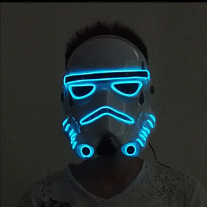 남성용 야광 군인 마스크 코스프레 전사 의상 소품 킬러 마스크 악마 마스크 야광 군인 LED 마스카라 드시프라스