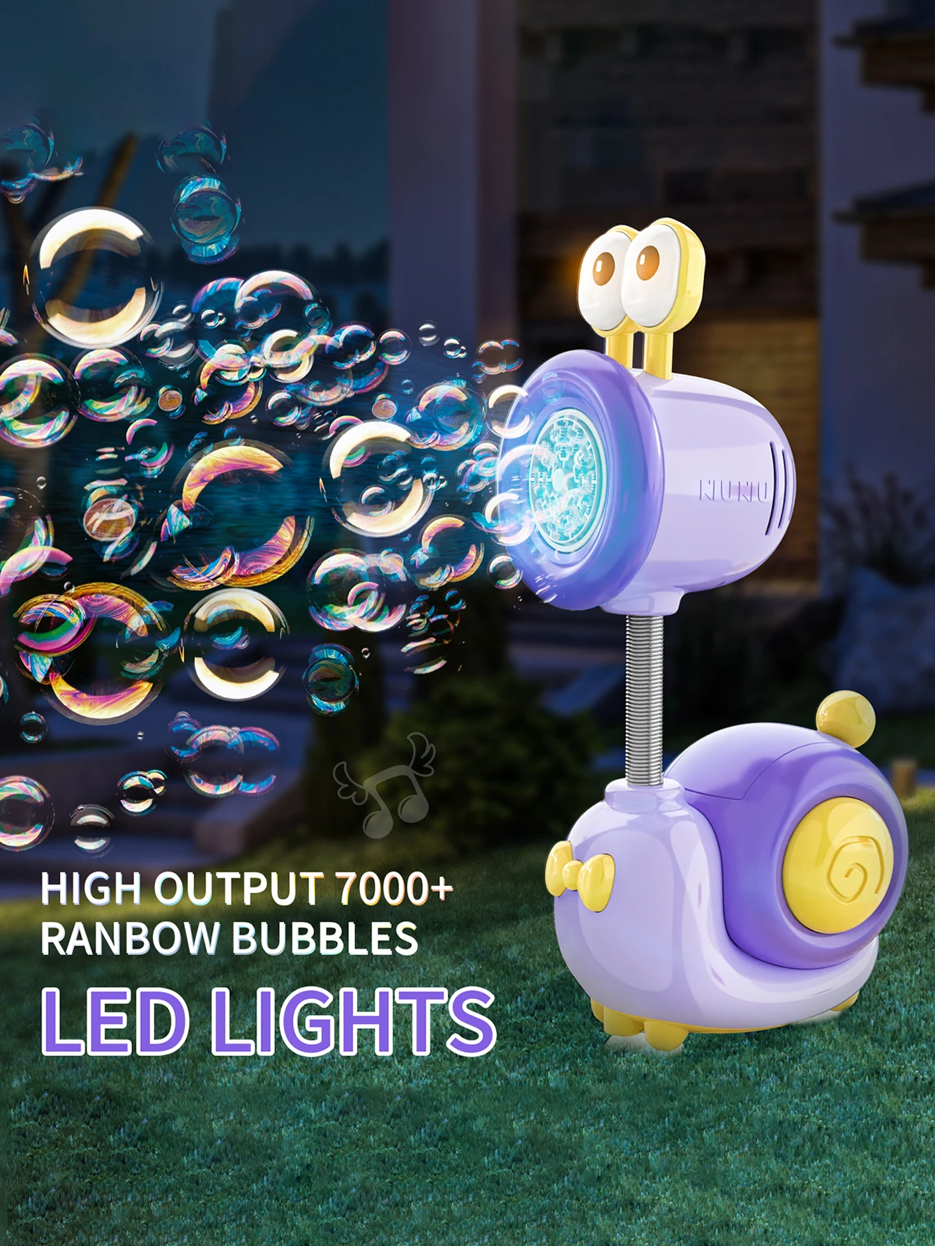 لعبة آلة فقاعات الحلزون، آلة فقاعات أوتوماتيكية مع ضوء، فقاعة قوس قزح عالية الإخراج، آلة فقاعات احترافية محمولة #3