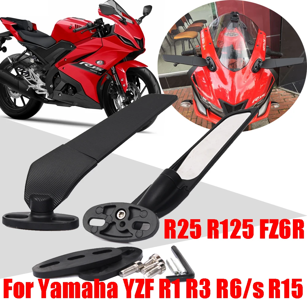 Motorcycle Mirrors Wind Wing Adjustable Rotating Side Rearview Mirror For YAMAHA YZF R1 R6 R25 R3 R125 R15 FZ6R R6s Accessories