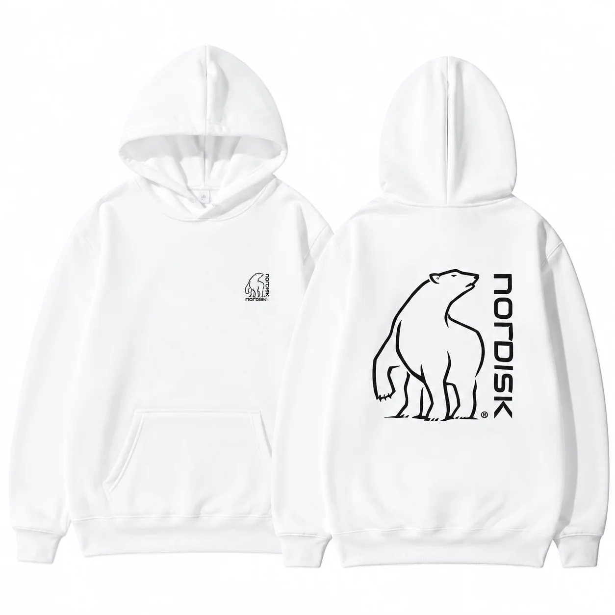 Großer Eisbär NORDISK Grafik Outdoor Mode Lässiger Kapuzenpullover für Männer und Frauen, Herbst und Winter, Hochwertiger Hoodie – Detail 3