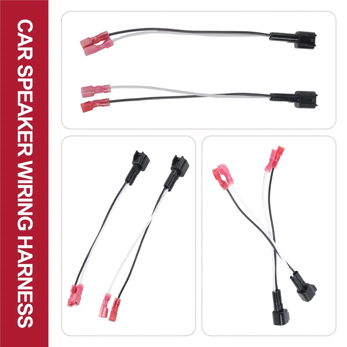 #28Q 1 Pair Car Audio 2-Pin Plug Speaker Replacement Wiring Harness,Car Accessories,(black)