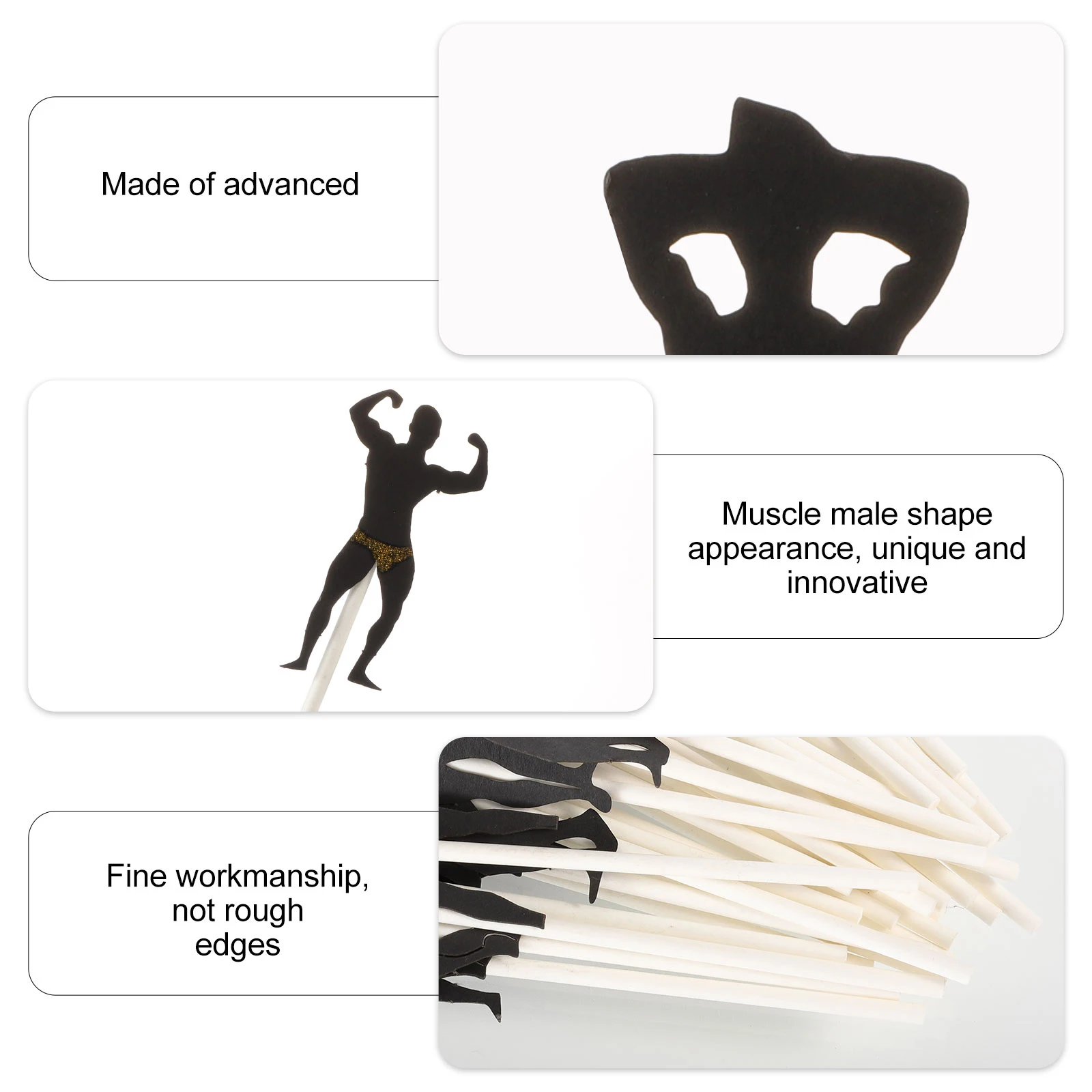 

36pcs Cake Toppers Paper Insert Muscular Man Shaped nament Creative Decor Dessert Baking Party Birthday Festival Cake