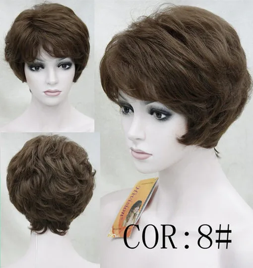 

Women Wig Short Straight Wig Ladies Hair Fluffy Wig Dark Brown Cosplay Wigs