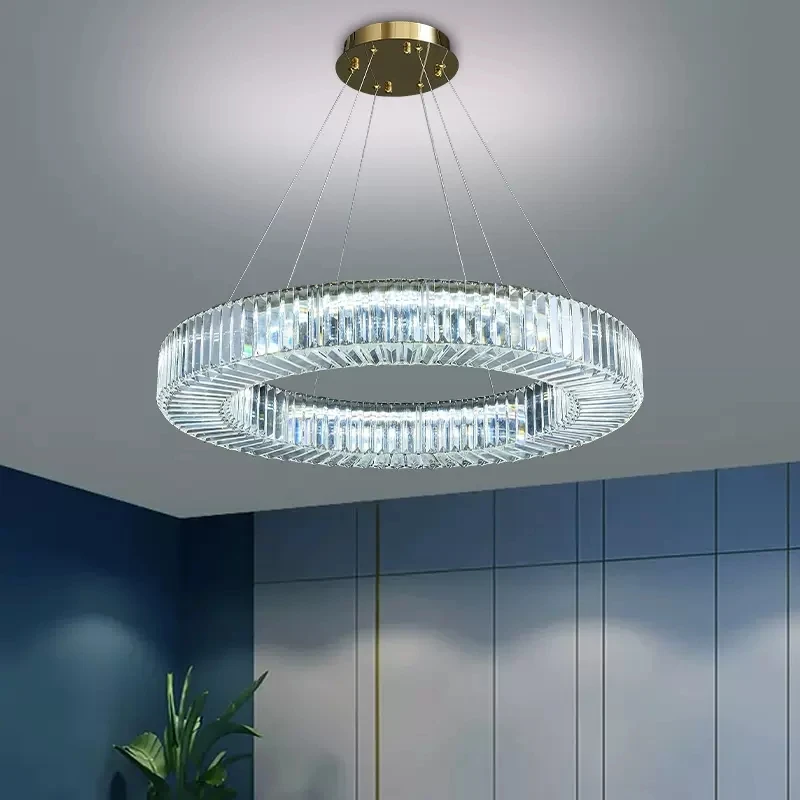 

Led Chandeliers Modern Living Room Bedroom Round Dining Hanging Lamp Home Decor Crystal Rectangle Kitchen Lighting Lustre