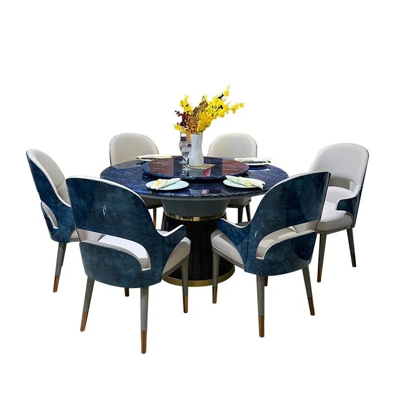 

Мраморный круглый обеденный стол и стулья, комбинированный отель, вилла, ресторан с мебелью с поворотным столом