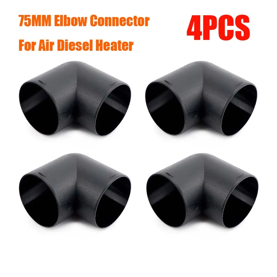 4PCS Air Vent Outlet Diesel Heater L - 75MM Piece Elbow Bend Ducting Pipe Exhaust Connector For Car Truck Camper