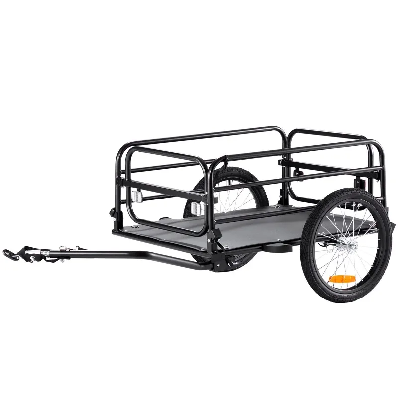 

SucceBuy 160 lbs Bike Cargo Trailer Foldable Storage Bicycle Wagon Cart with 16" Wheels Safe Reflectors Fits 22"-28" Bike Wheels