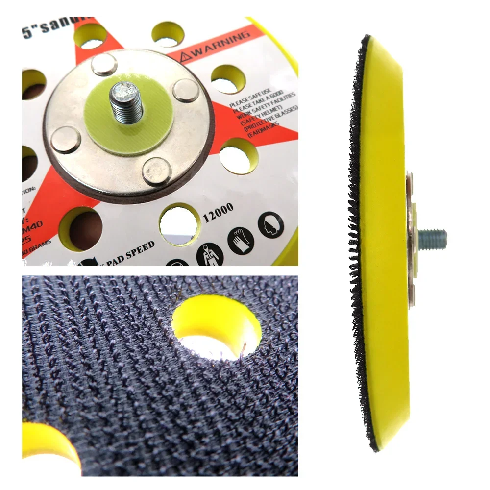 5 Inch 125mm 8 Holes Backup Sanding Pad Sanding Disc 10.5MM Thick Backing Pad 5/16-24 Thread (Pack Of1) for Grinding Wood Metal