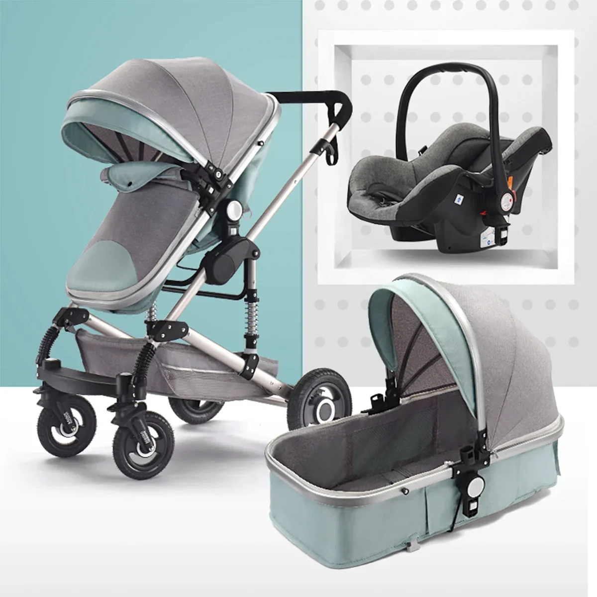 3-in-1 kinderwagen Luxe High Landscape kinderwagen draagbare kinderwagen multifunctionele pasgeboren koets dubbelzijdig