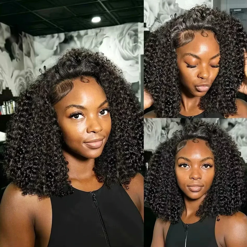 200% نصف الباروكات شعر الإنسان الأفرو غريب مجعد عقال شعر مستعار ترقية 3 في 1 نصف شعر مستعار مع الرباط سلس كليب Ins الوجه على شعر مستعار