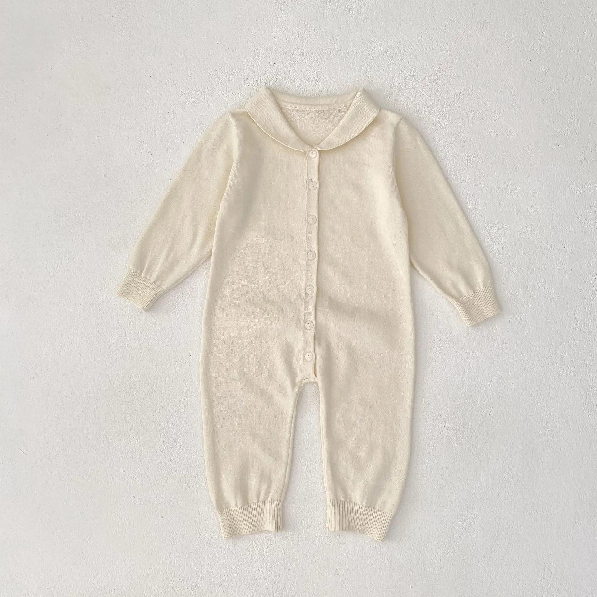 Newborn Clothes 2025 Autumn New Single-breasted Long Jumpsuit Small Lapels Baby Boy's Climbing Clothes