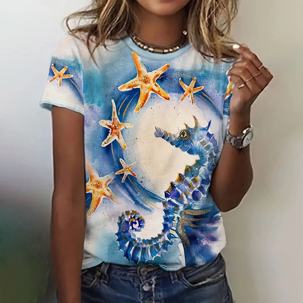 Fashion Summer Turtle 3D Print T-shirts Women Streetwear Casual Harajuku Short Sleeve T Shirt Female O-neck Tees Tops Clothing