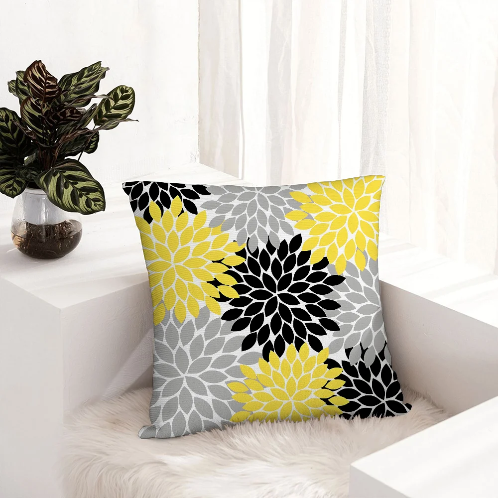 Dahlia Flower Pattern Pillow Case Plush Fabric Soft Pillowcase Double Sided Print  Sofa Cushion Cover Throw Pillow Cover