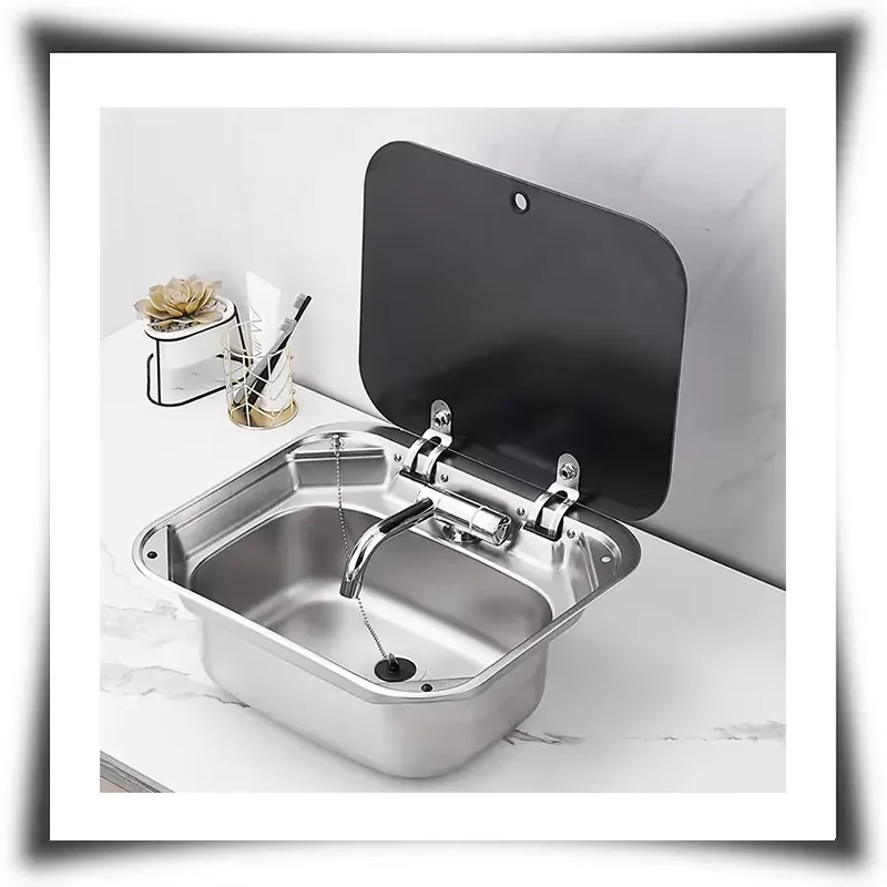 Kitchen Hidden Sink RV Caravan Motorhome Parts Stainless Steel Round Hand Wash Basin RV Kitchen Sink