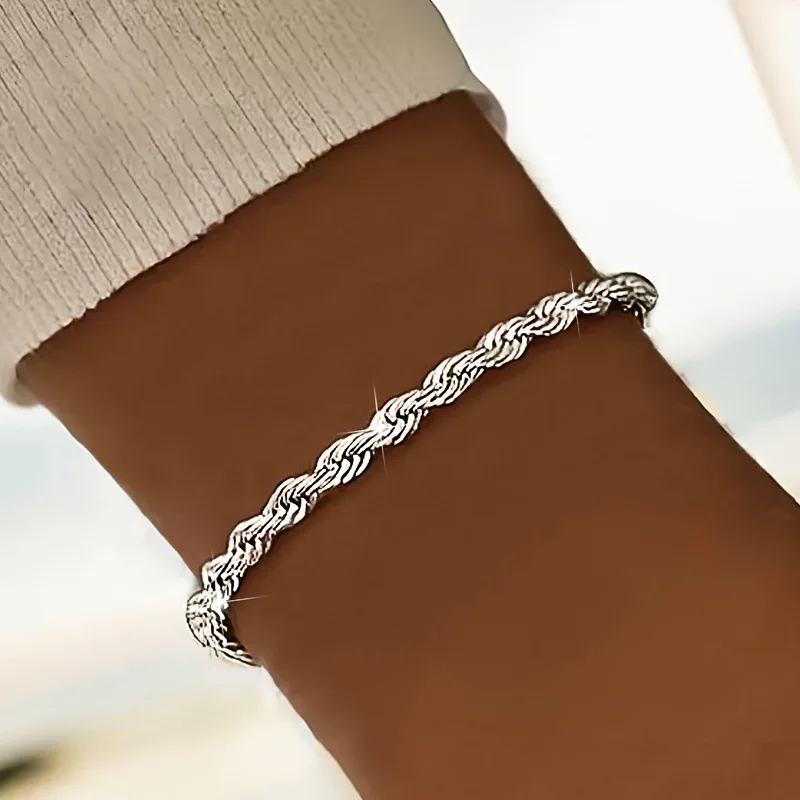 Hip Hop Twisted Bracelet, Simple Design Versatile Wrist Jewellery, Unisex Daily Commute Accessory