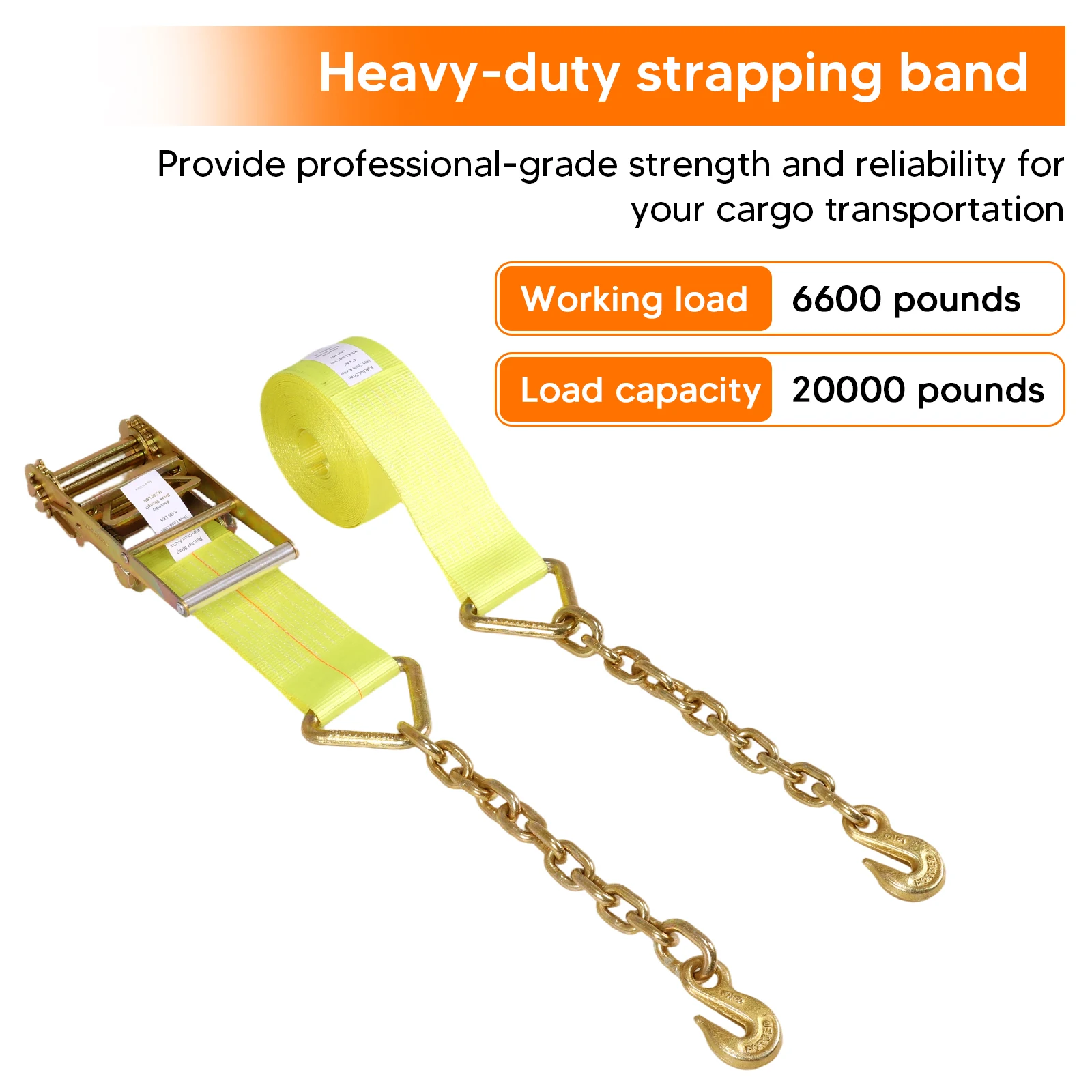 

4Pcs Heavy Equipment Tie-Downs 4in X 40ft with Chains Anchor Grab Hooks 6600LBS Working Load for Tires Motorcycles Trailers