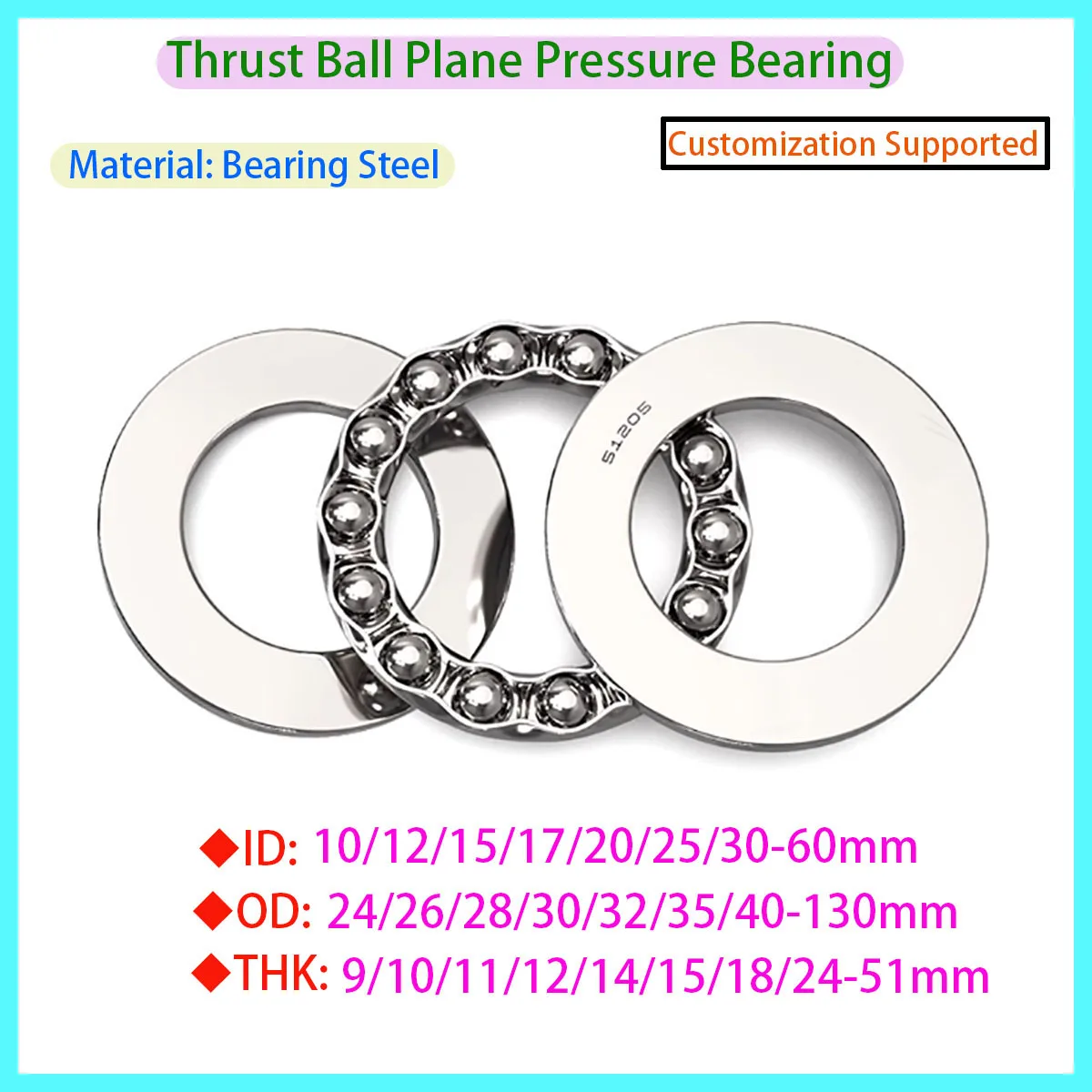 

Thrust Ball Plane Pressure Bearing Has High Hardness51100 51101 51102 51103 51104 51105 51106 51107