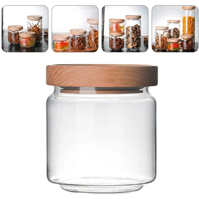 Promotion! Glass Storage Jar Transparent Glass Food Storage Jar Kitchen Coffee Spice Storage