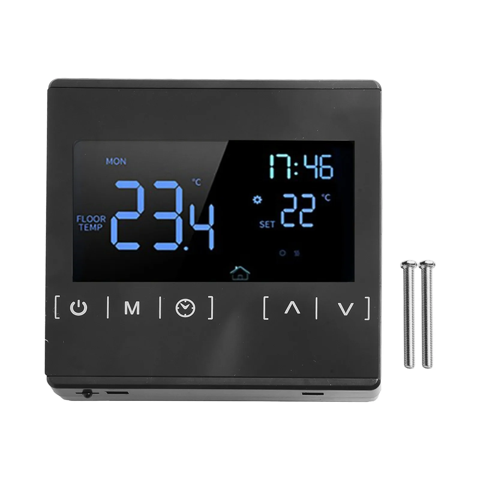 

Luminous Touch Screen Electric Heater Controller Featuring Custom Programming Modes for Personalized Comfort Settings