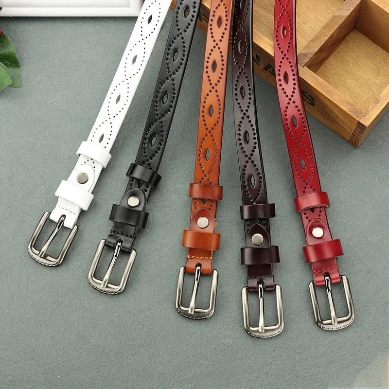 Women's thin decorative belt genuine leather pin buckle retro casual pure cowhide women's thin belt fashionable and versatile