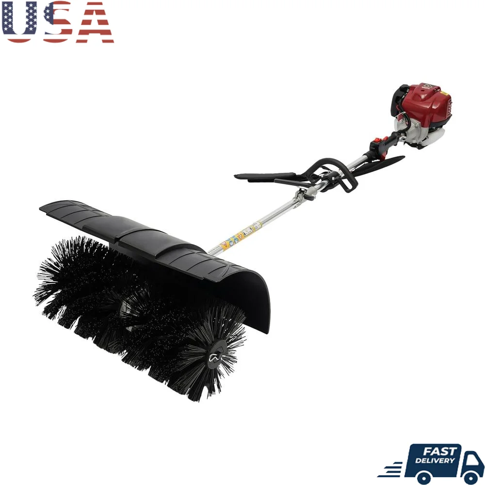 Gas Powered Broom Sweeper 31CC 4 Stroke Air Cooled 1.4HP Handheld Outdoor Snow Sweeping Tool 20.47