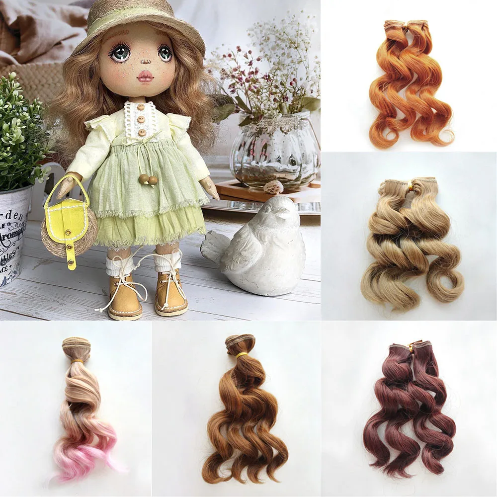 

1piece 15*100CM Curly Hair Piece for 1/3 1/4 1/6 1/12 Dolls DIY Hair Wigs Handmade Hair Wefts Doll Accessories