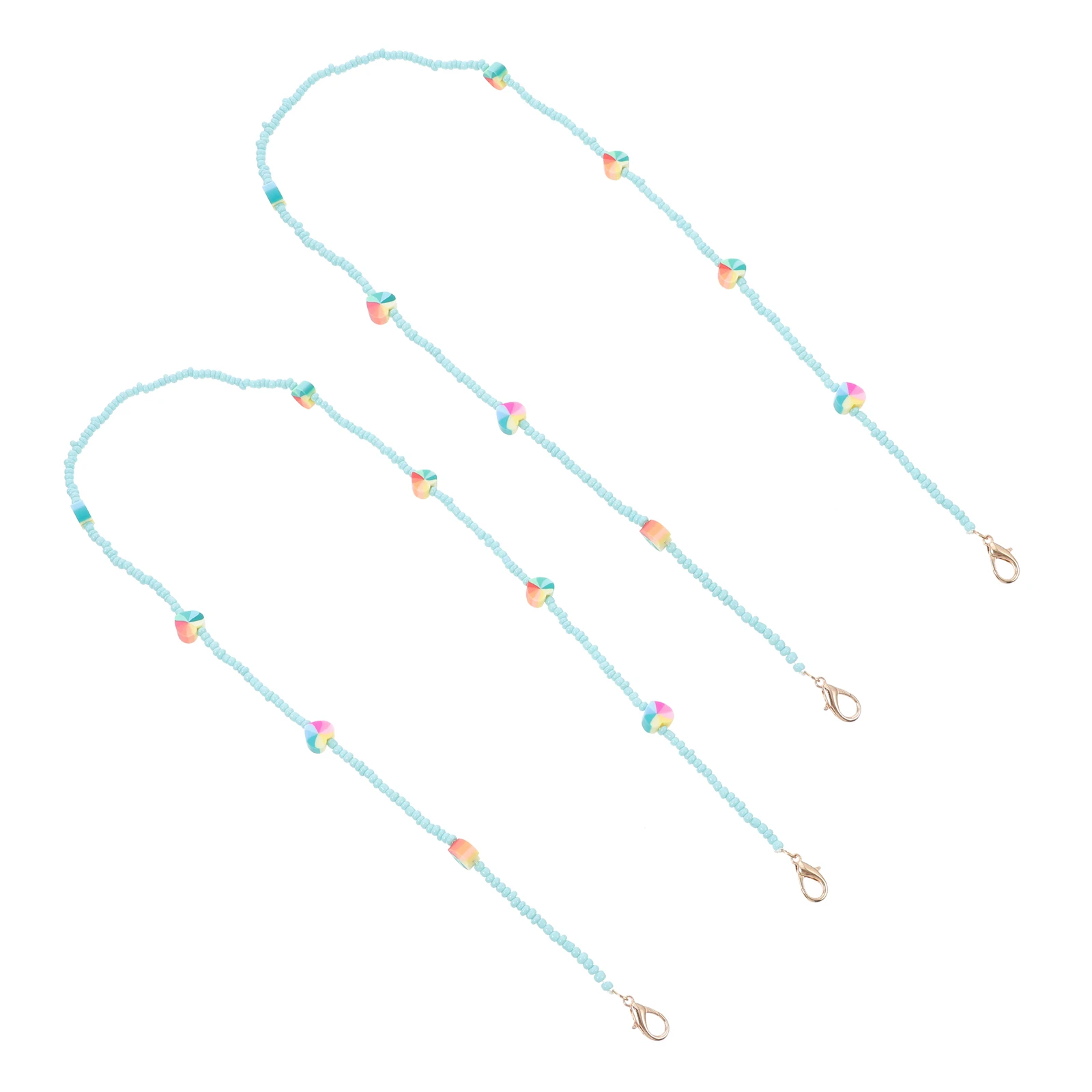 

2Pcs Heart Design Glasses Lanyard Anti-Lost Mask Rope for Women Men Kids Fashion Eyewear Chain Hanging Accessory Daily Wear