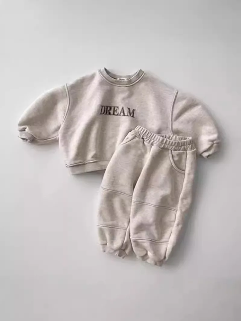 2025 Autumn New Children Long Sleeve Clothes Set Boys Girls Letter Print Sweatshirt + Pants 2pcs Suit Kids Casual Sports Outfits