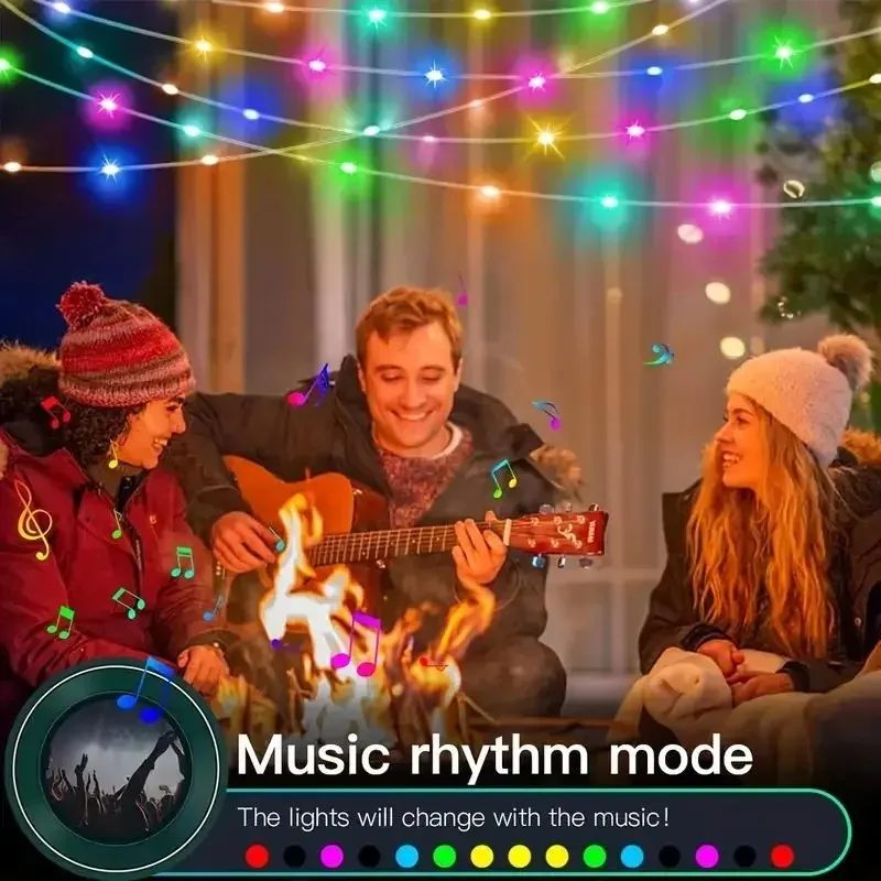 RGBIC Smart Christmas String Lights USB 5V Bluetooth APP Remote Control Color Changing Fairy Garland for Tree Home Holiday Decor