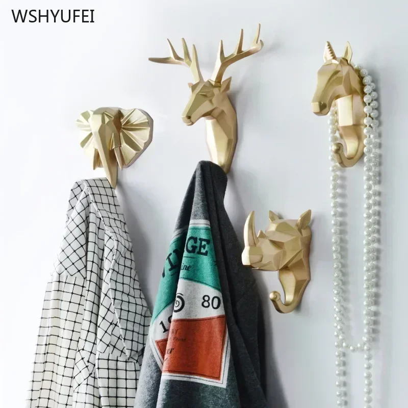 Deer head animal large punch-free clothes display rack hook coat rack rack interior decoration display key storage hook