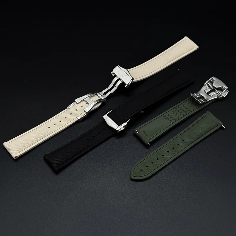 Cinturino per orologio FKM con motivo intrecciato universale 20/21/22mm Bracciale subacqueo a sgancio rapido per Omega/Breitling/Longines/Tissot/Seiko