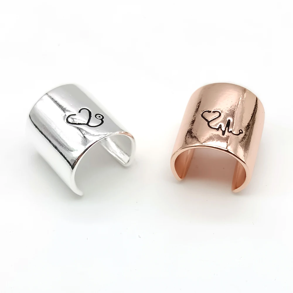 50pcs/lot Customized Copper Medical Stethoscope Decoration Metal Ring Charm Nurse Accessories