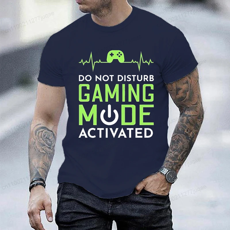 Men's Vintage T-shirt Sport Clothing Do Not Disturb Gaming Mode Activated Print Oversized Tees for Men Women Sportswear Tee Tops