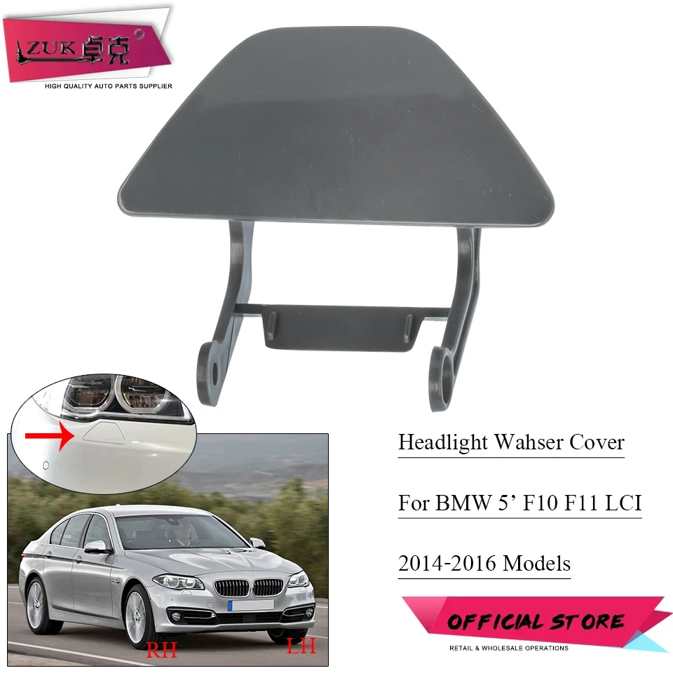 For BMW F10 F11 F18 LCI Front Bumper Headlight Washer Nozzle Cover Headlamp Water Sprayer Cap Unpainted 51117332683 51117332684