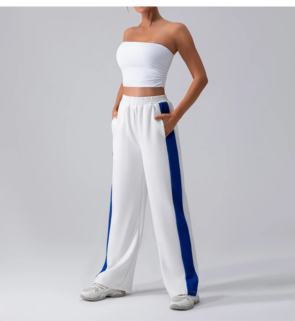 High waisted casual pants for women, versatile straight leg wide leg pants, quick drying loose sports pants for running