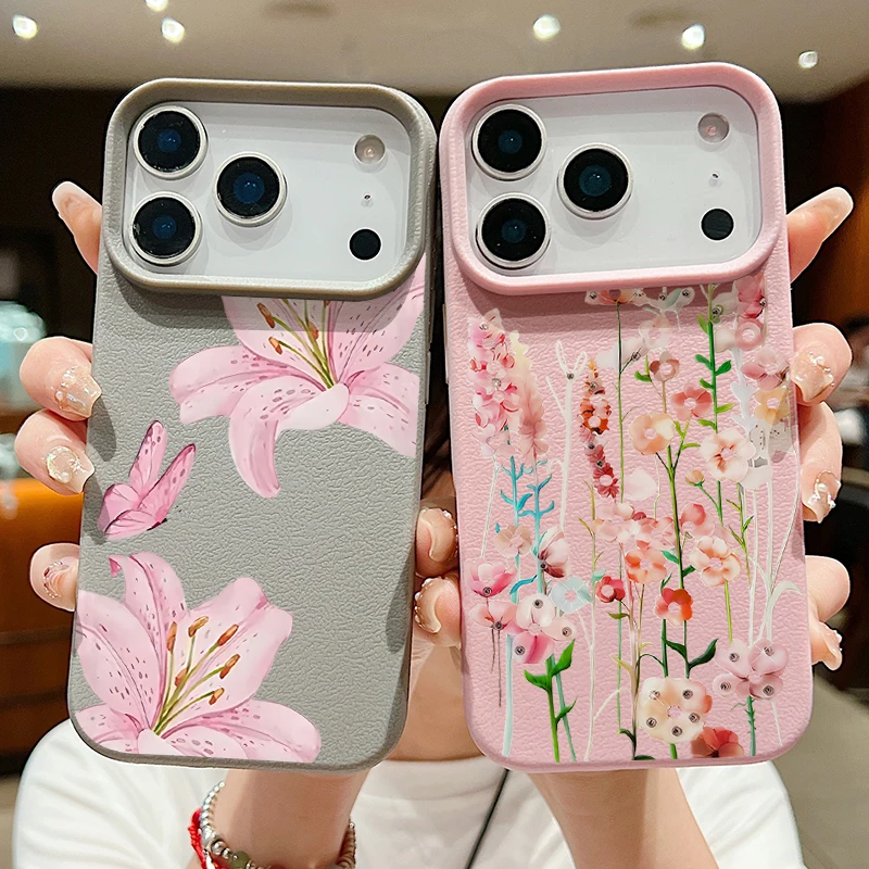 Leather Texture TPU Phone Case For iPhone 17 17e 16e 16 15 Pro Max 14 13 Pro Max 11 Sunflower Pattern Soft Silicone Back Cover - view 2
