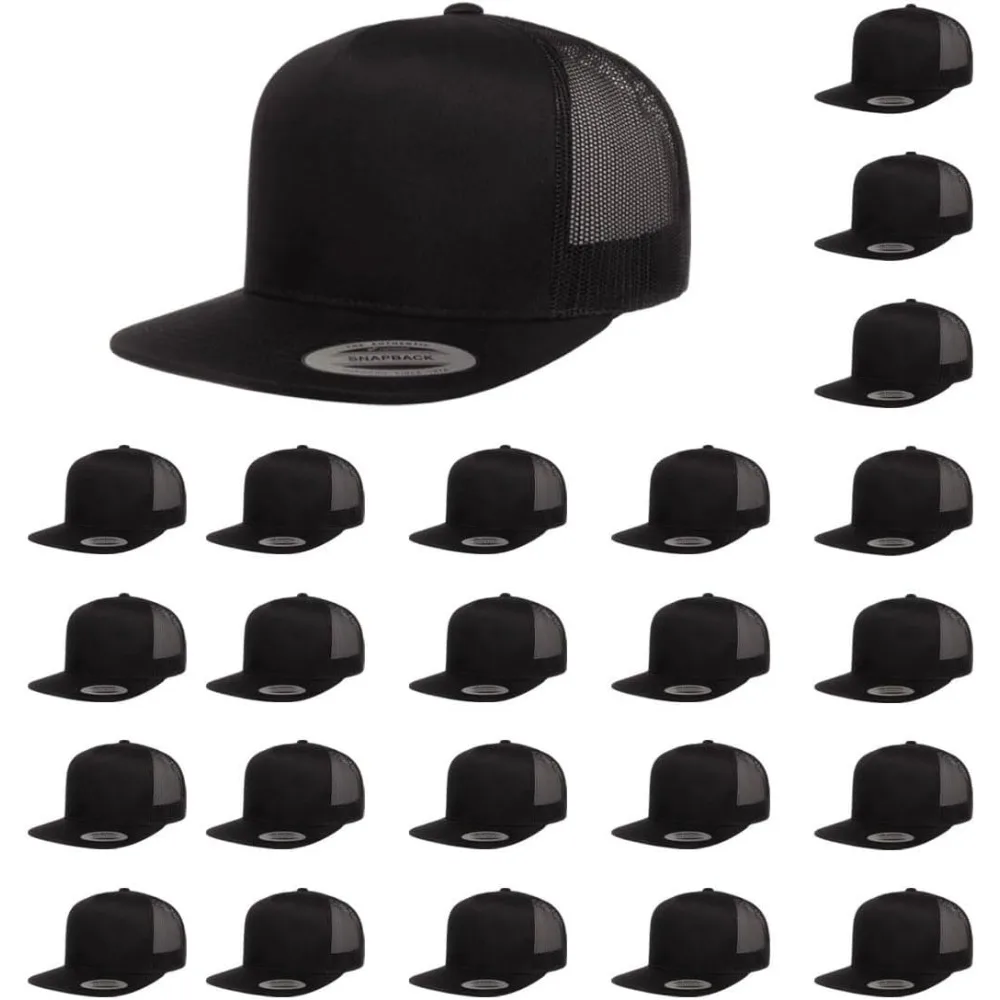 

Yupoong 5-Panel YP Classic Trucker Cap | High Profile Flat Visor Snapback | OSFM | Bulk Packs Available
