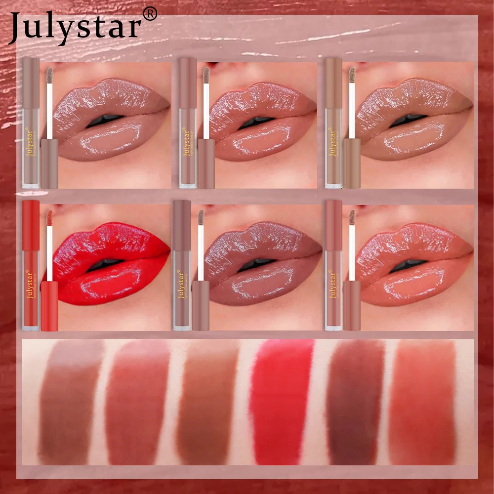 Julystar-Bálsamo labial para glaseado, 12 colores, transparente, gelatinoso, Aceite hidratante, brillo labial, maquillaje femenino, cosmético