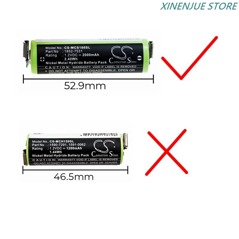 CS Battery 1.2V/2000mAh 1852-7531 for Moser Easy Style 1881,ChroMini 1591,1591B,1591Q,Wella Xpert HS50,Tonde Eco S,ECO XS Profi