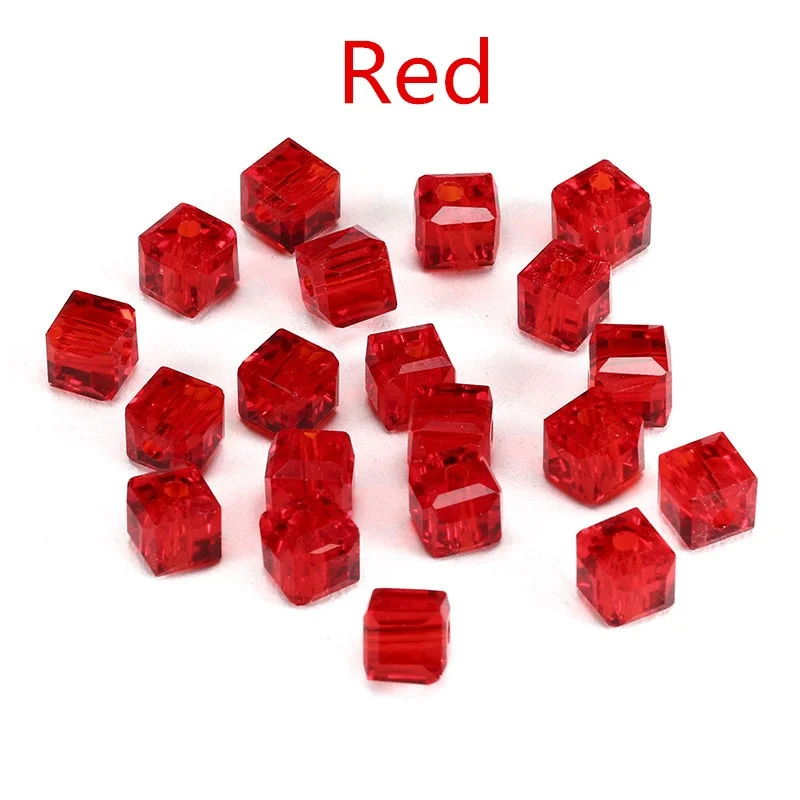 2MM/6MM/8MM Crystal Glass Beads Accessories For Jewelry Making, Square Shape Crystal Cube Glass Beads