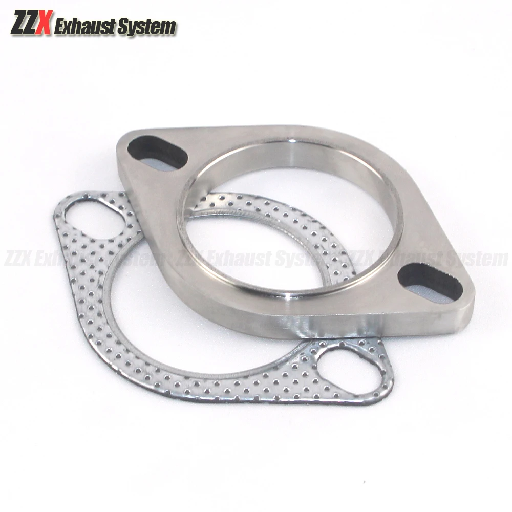 Automotive exhaust muffler 304 stainless steel welded flange two-hole sealing gasket 45/51/57/60/63/70/76mm