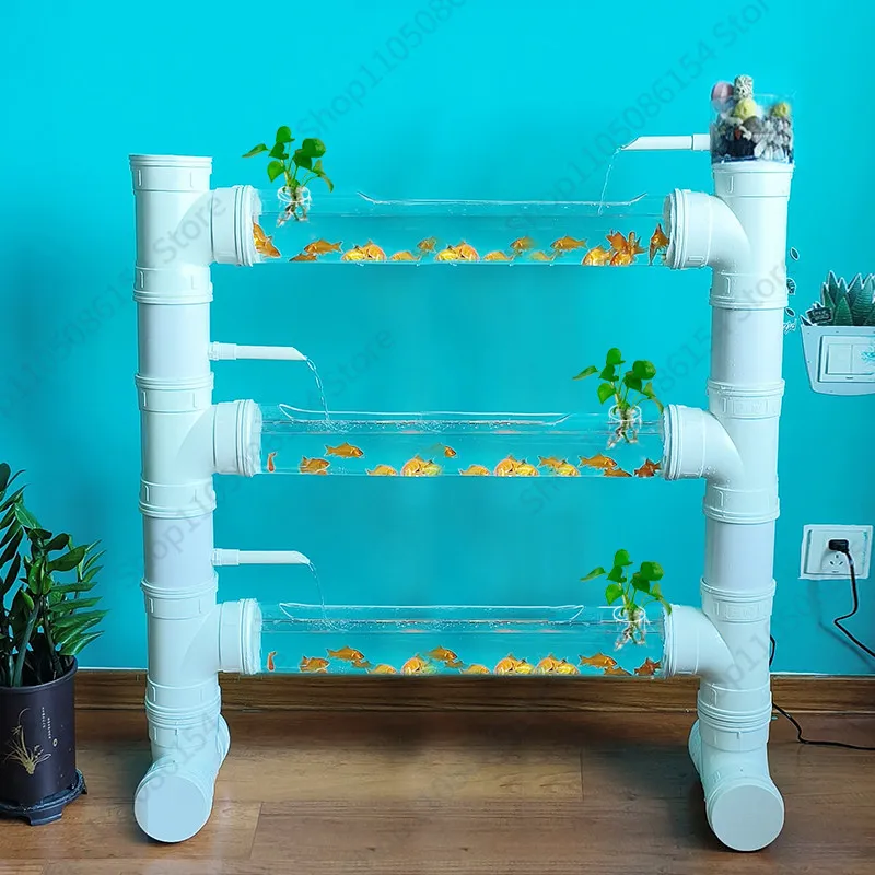 Transparent tube fish rack three-dimensional fish rack personalized fish tank hydroponic plant planting rack DIY
